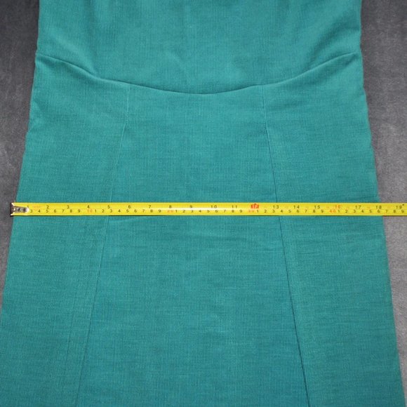 Vintage Corduroy Jumper Dress Medium Large Green Sleeveless Handmade Midi Dress - Picture 8 of 9